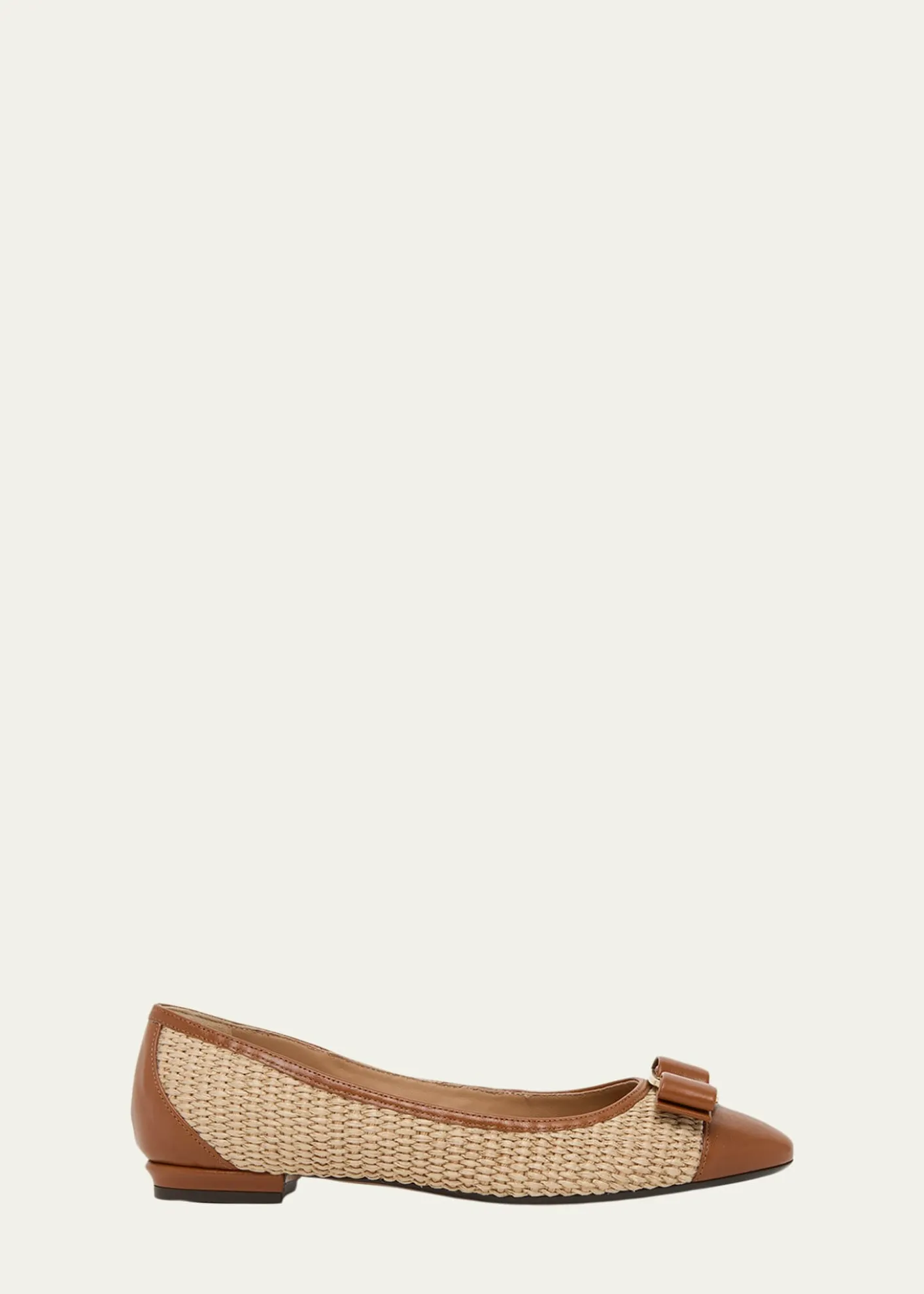 FerragamoVarina Raffia and Leather Ballerina Flats