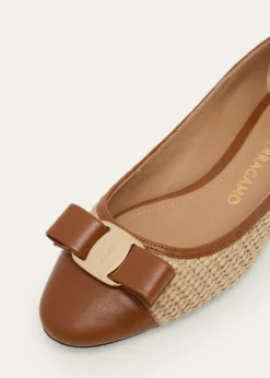 FerragamoVarina Raffia and Leather Ballerina Flats