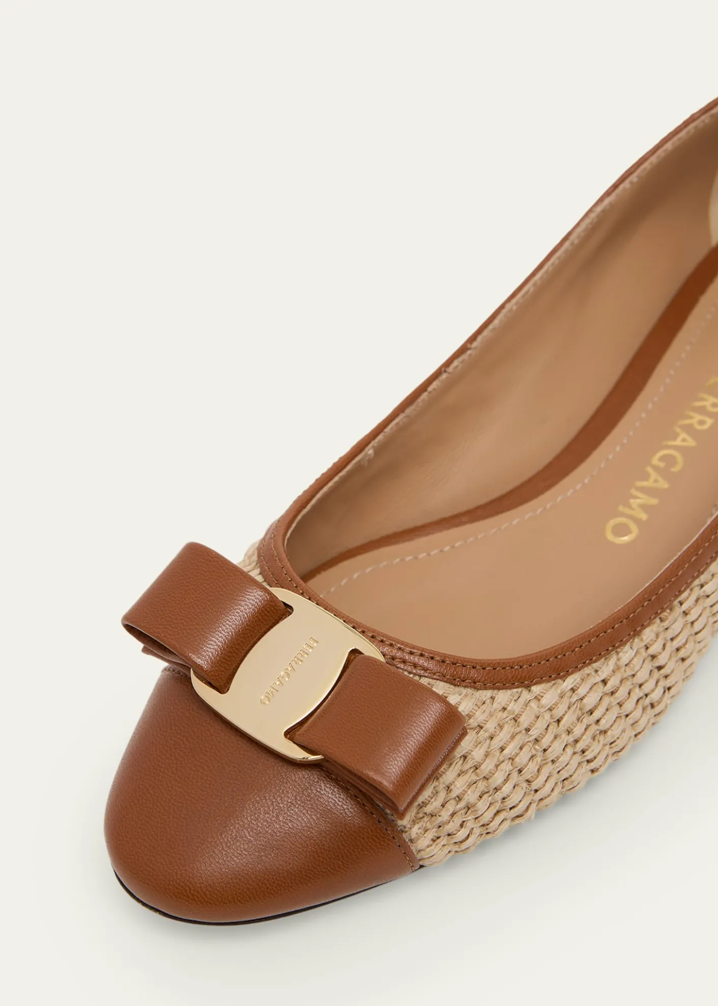 FerragamoVarina Raffia and Leather Ballerina Flats