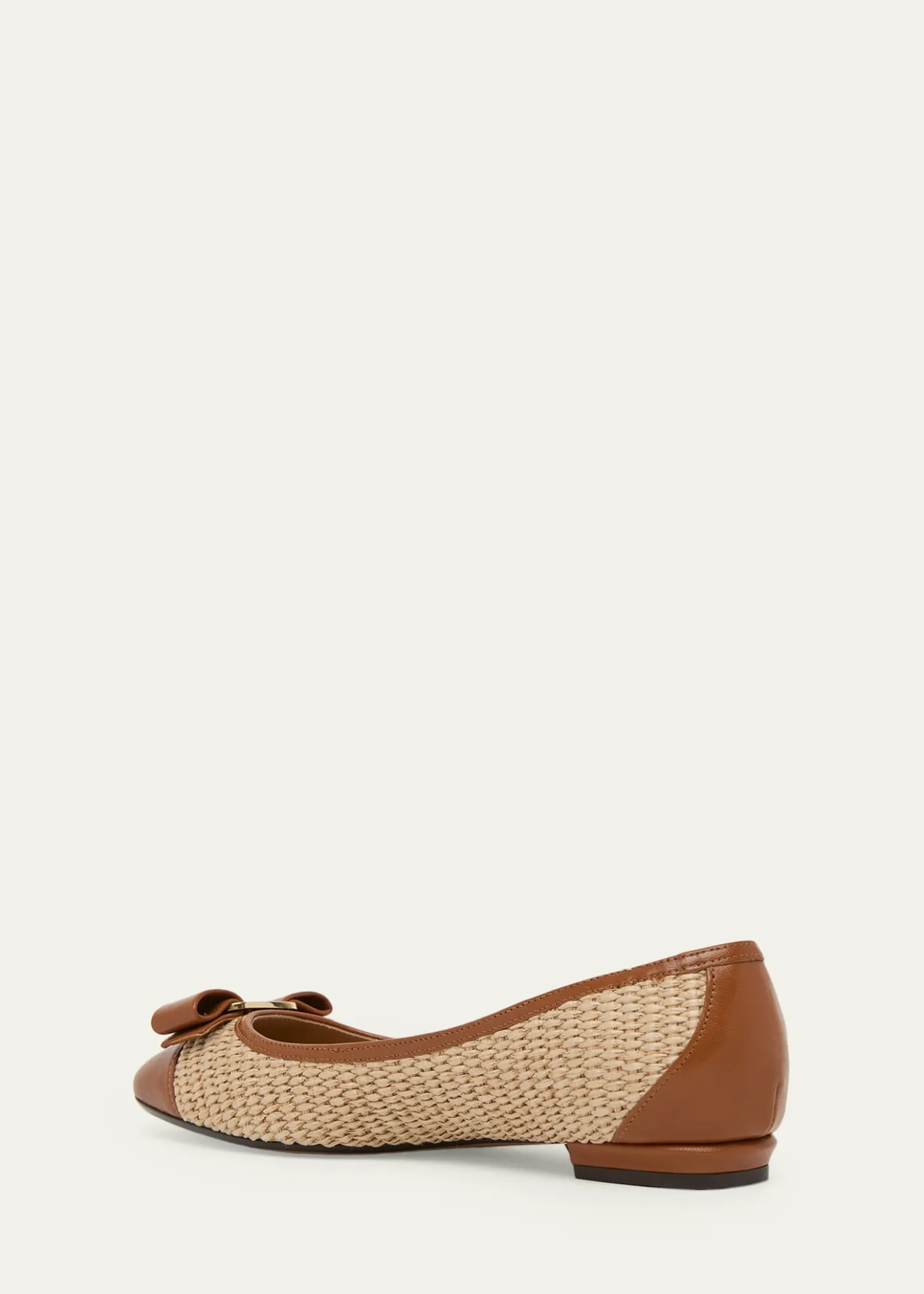 FerragamoVarina Raffia and Leather Ballerina Flats