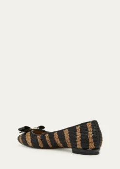FerragamoVarina Zebra-Printed Raffia Ballerina Flats