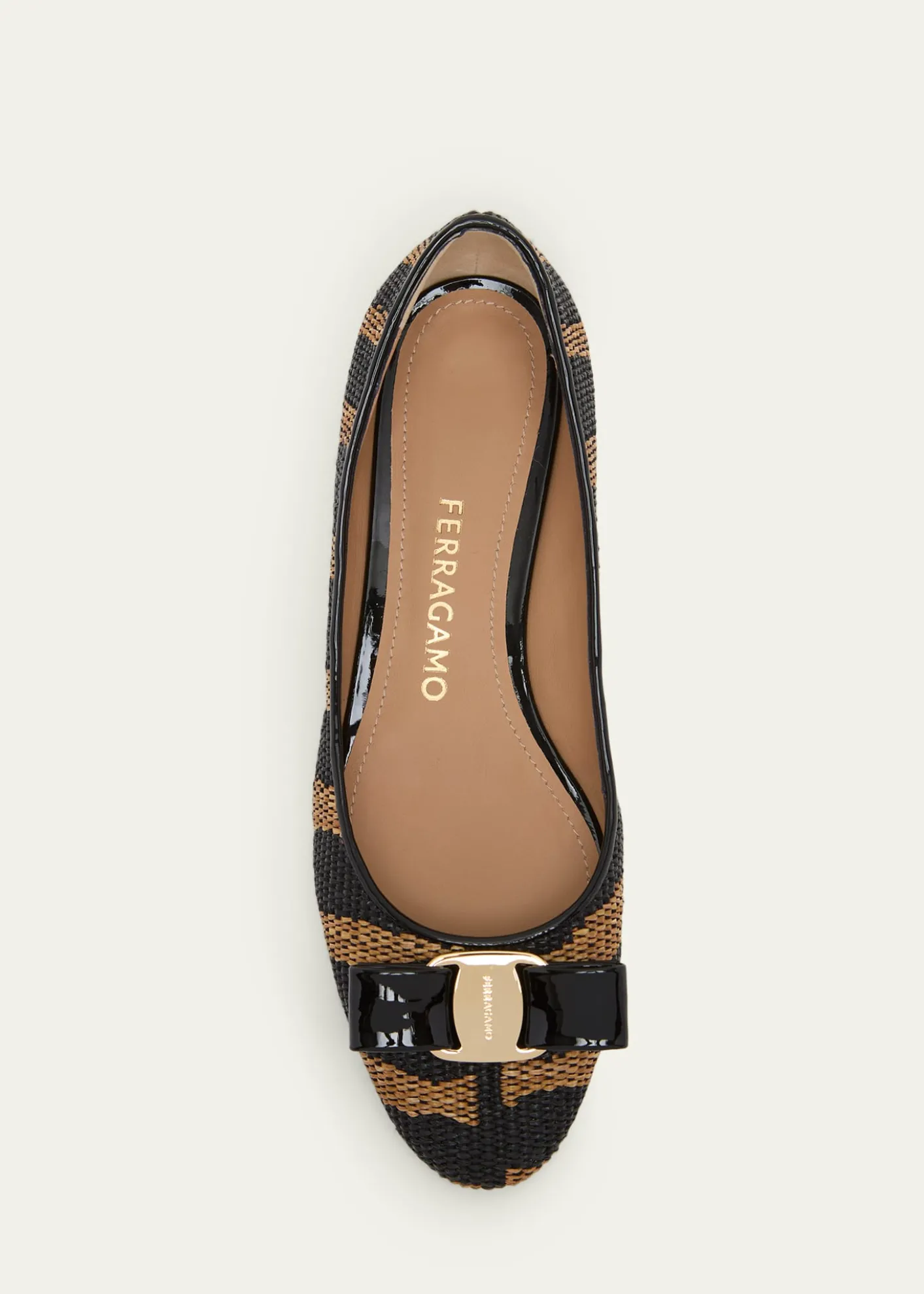 FerragamoVarina Zebra-Printed Raffia Ballerina Flats