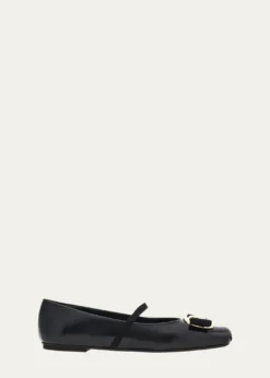 FerragamoZina Leather Bow Mary Jane Ballerina Flats