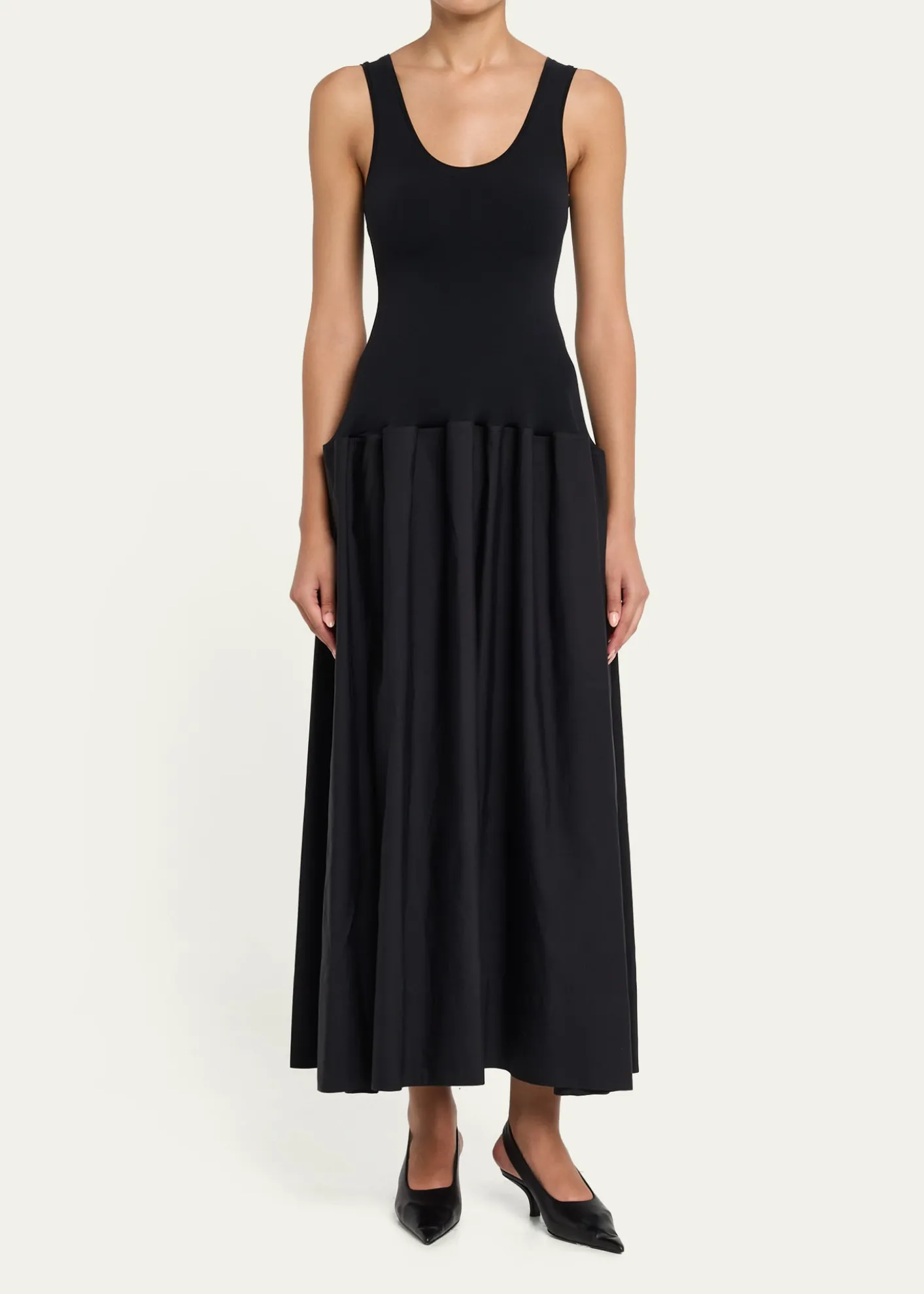 FFormeMarina Sleeveless Cotton-Silk Flared Midi Dress