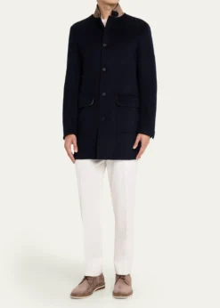 FioroniMen's Wool Suede-Collar Overcoat