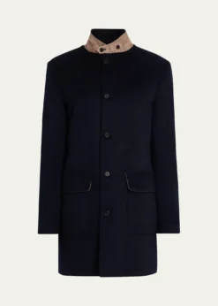 FioroniMen's Wool Suede-Collar Overcoat