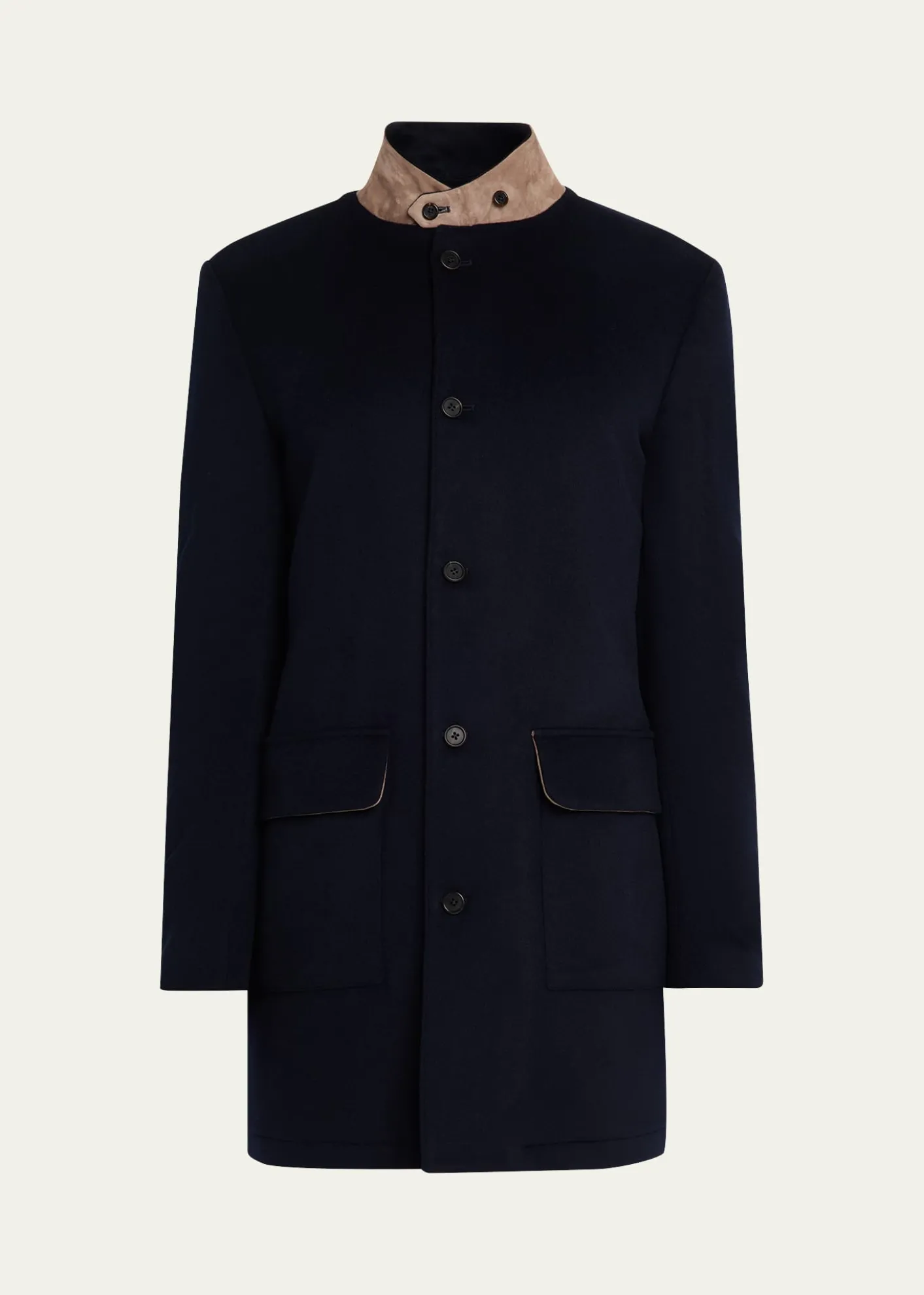 FioroniMen's Wool Suede-Collar Overcoat