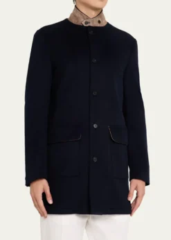 FioroniMen's Wool Suede-Collar Overcoat