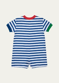 Florence EisemanBoy's Sailboat Applique Stripe Knit Shortall, Size 3M-24M
