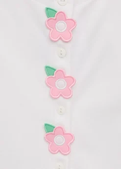 Florence EisemanGirl's Flower Applique Cotton Cardigan, Size 3M-7