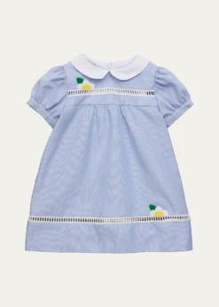 Florence EisemanGirl's Flower Embroidered Pincord Dress, Size 6M-24M
