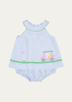 Florence EisemanGirl's Golf Cart Seersucker Skirted Romper, Size 3M-24M