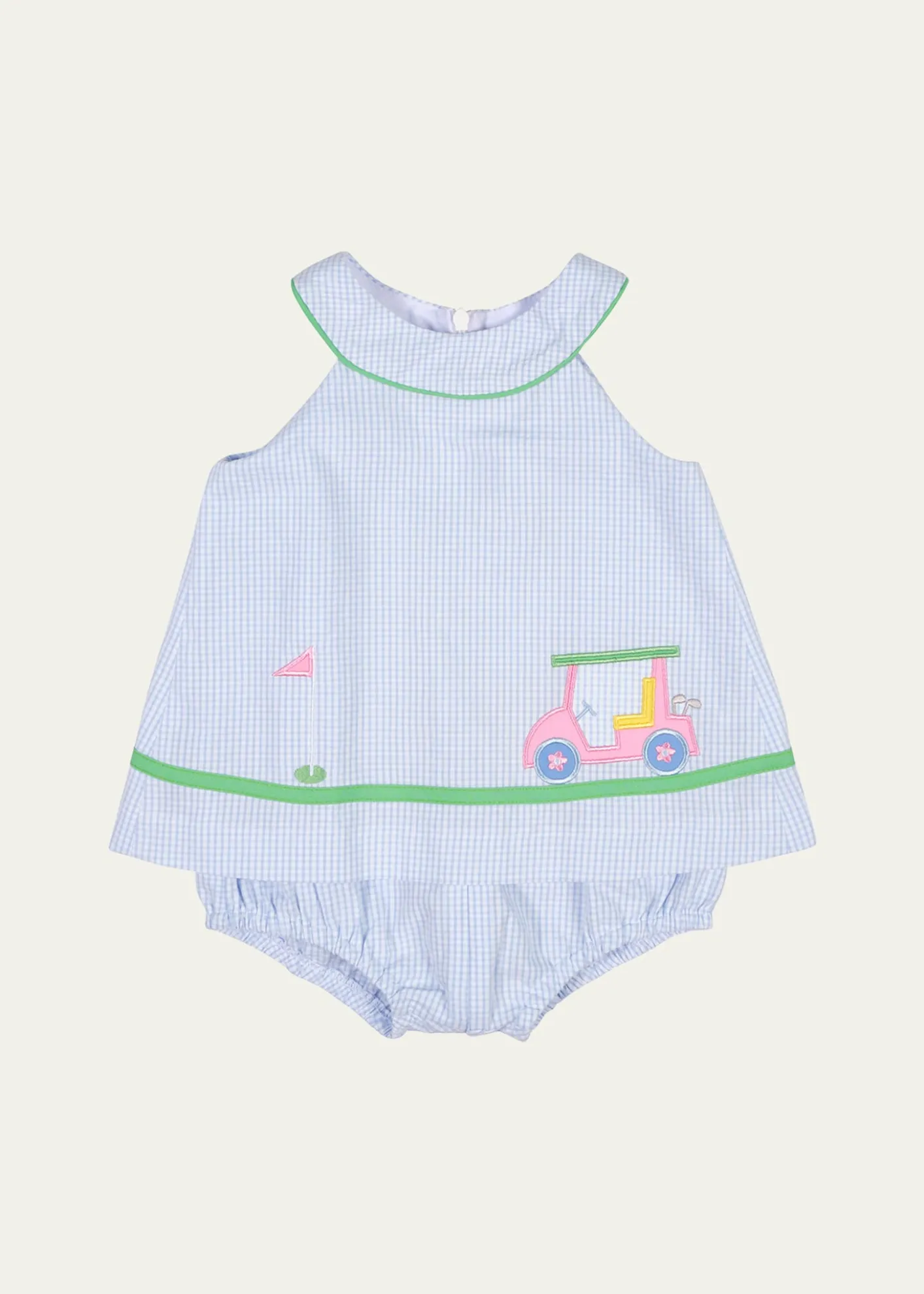 Florence EisemanGirl's Golf Cart Seersucker Skirted Romper, Size 3M-24M