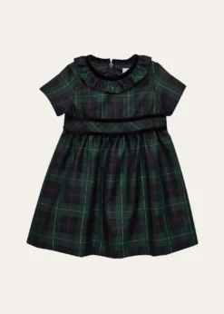 Florence EisemanGirl's Neck-Ruffle Plaid Dress, Size 6M-24M