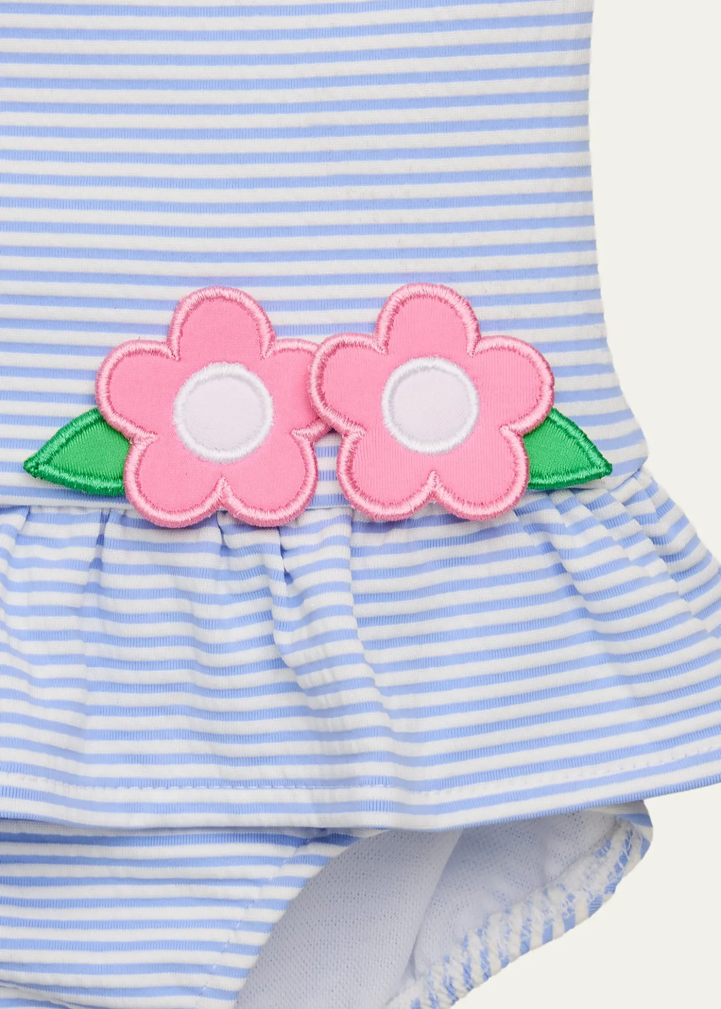Florence EisemanGirl's Seersucker One-Piece Swimsuit with Flowers, Size 6M-24M