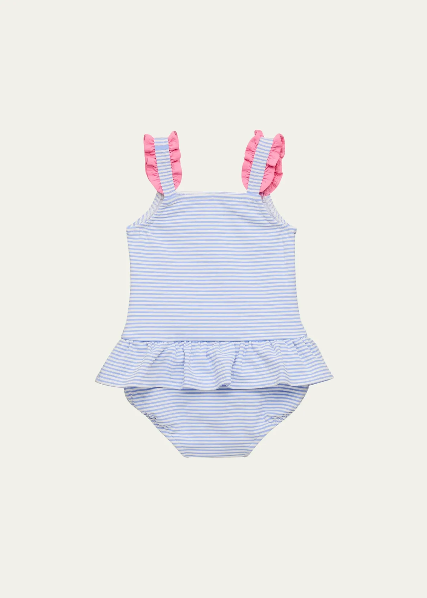 Florence EisemanGirl's Seersucker One-Piece Swimsuit with Flowers, Size 6M-24M