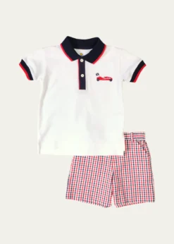 Florence EisemanBoy's Tipped Cotton Knit Polo Shirt & Shorts Set, Size 2-7