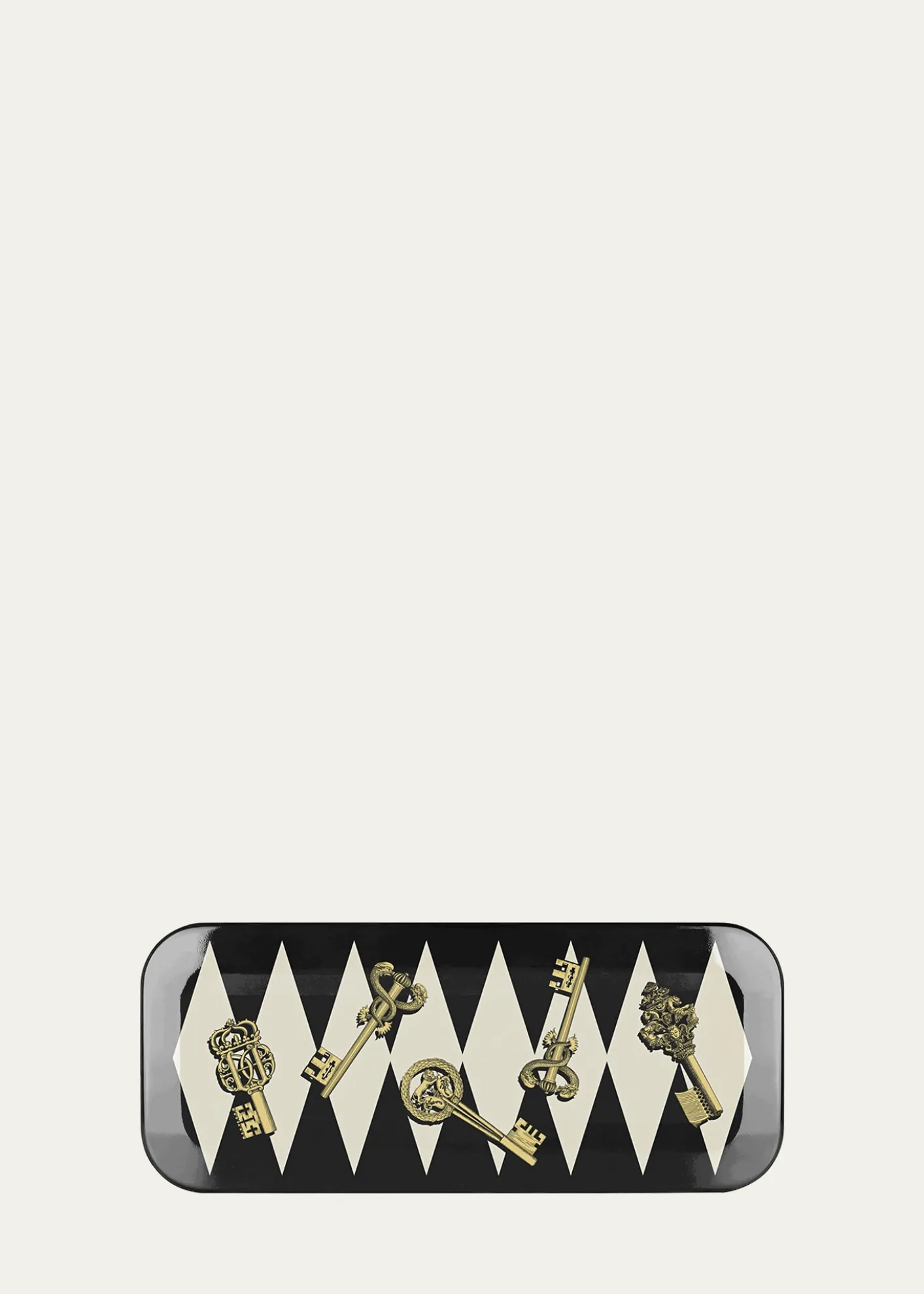 FornasettiChiavi Gold and Rombi Tray - 25x60 cm