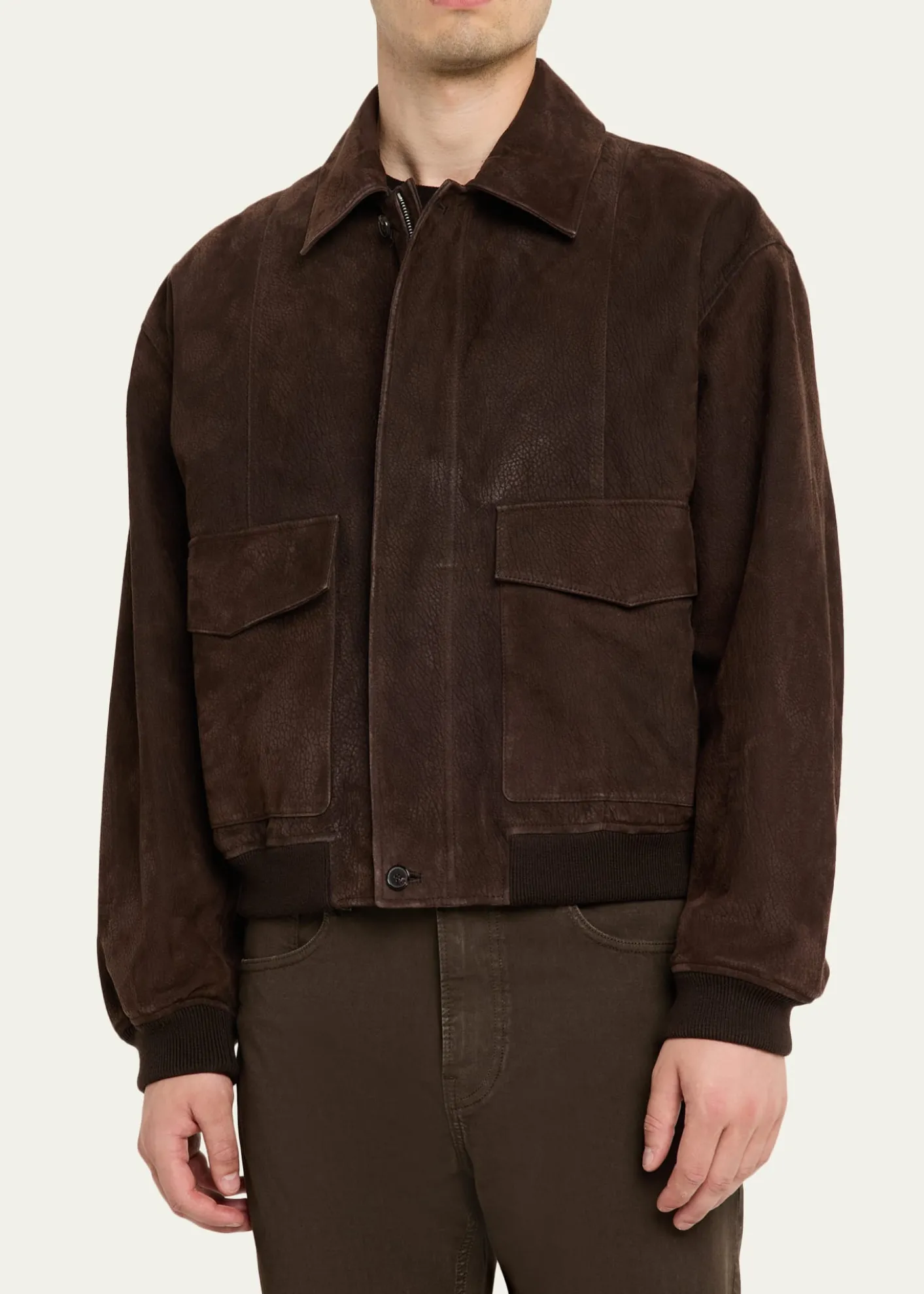 FRAMEMen's Brown Leather Retro Jacket