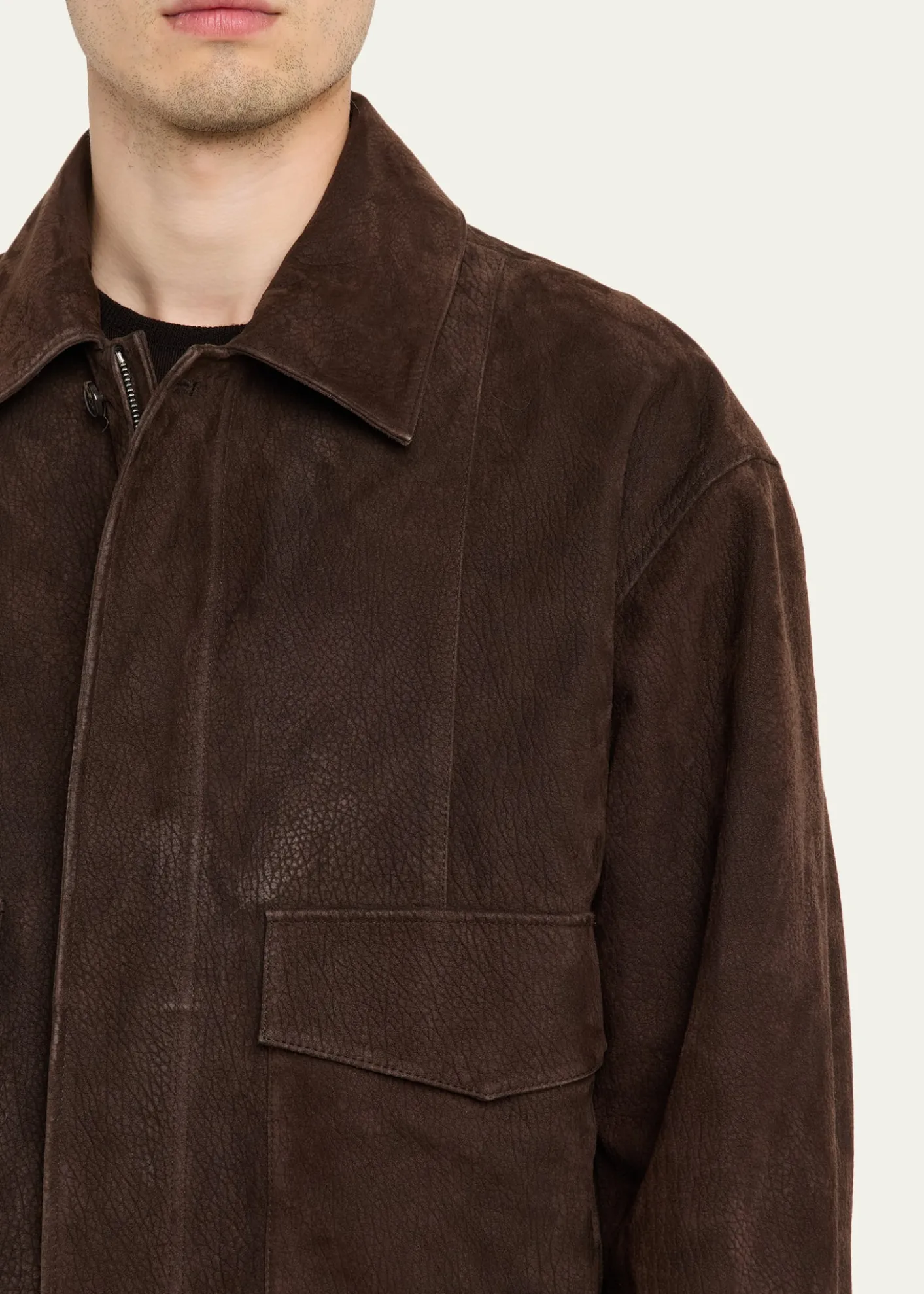 FRAMEMen's Brown Leather Retro Jacket