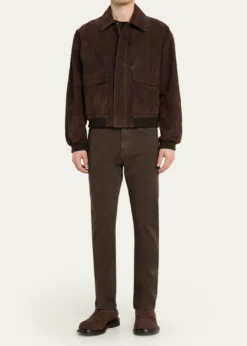 FRAMEMen's Brown Leather Retro Jacket