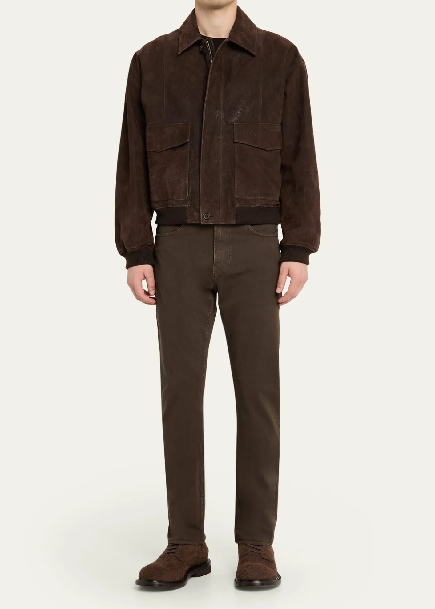 FRAMEMen's Brown Leather Retro Jacket