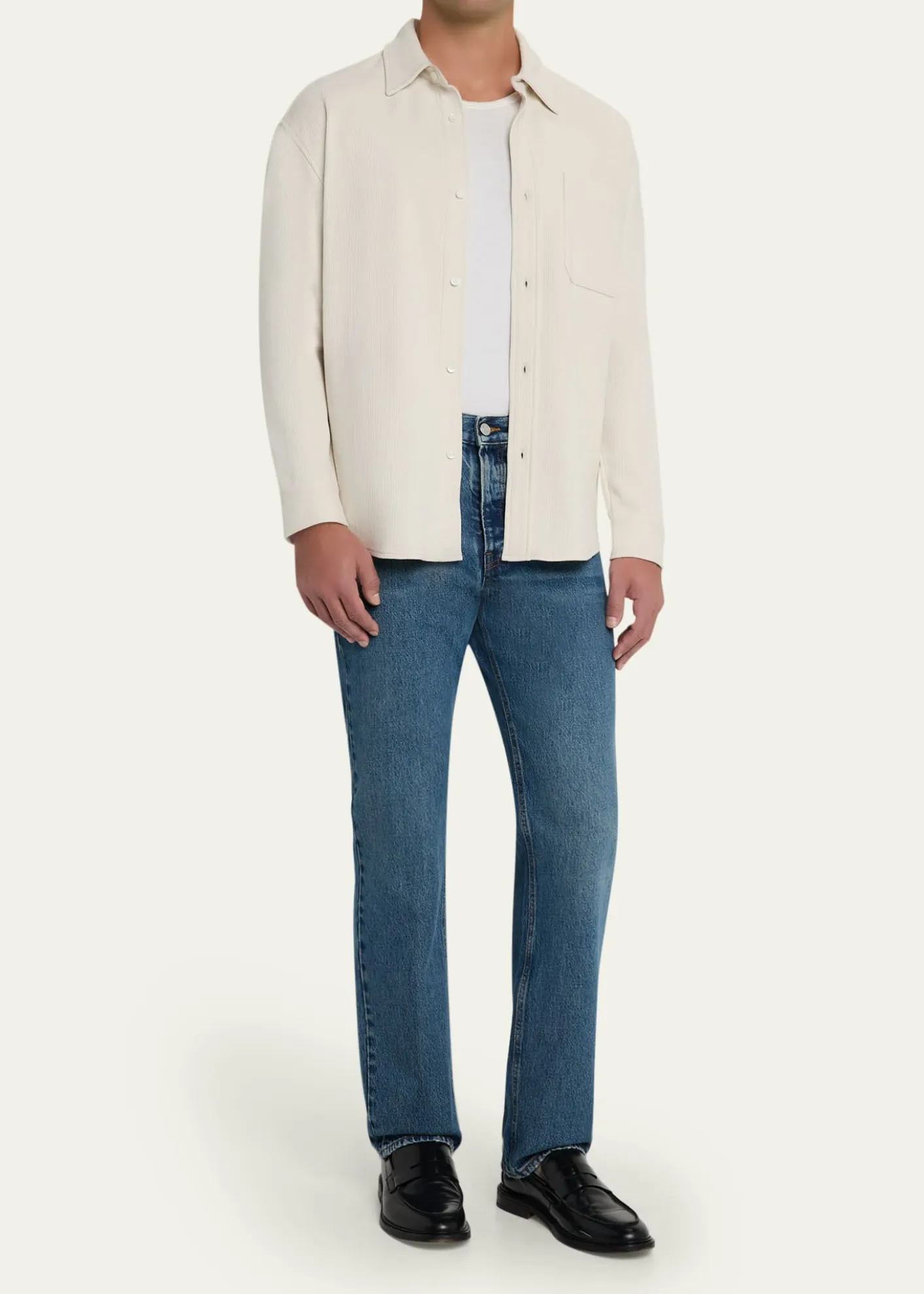 FRAMEMen's Cotton Waffle Texture Button-Down Shirt
