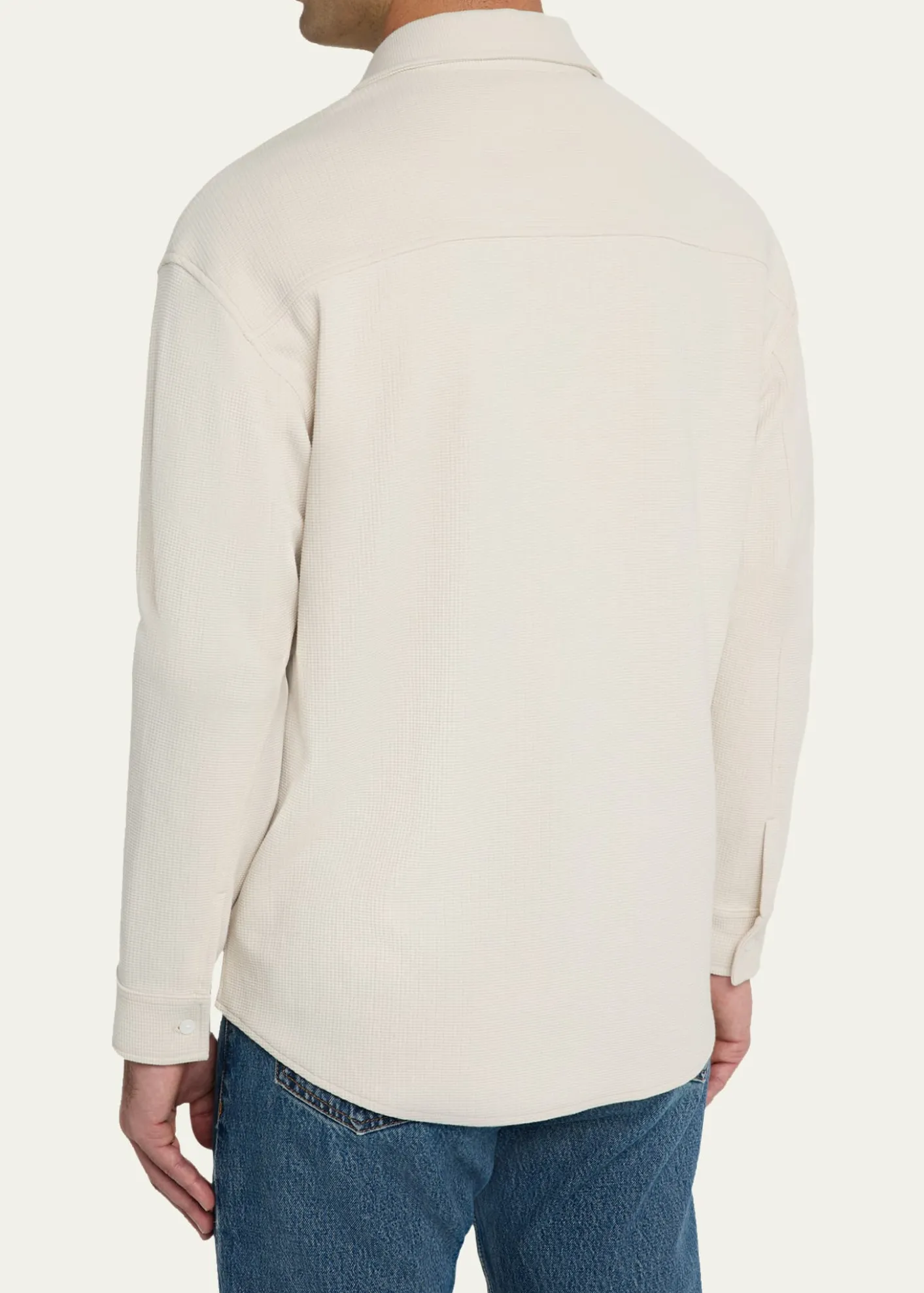 FRAMEMen's Cotton Waffle Texture Button-Down Shirt