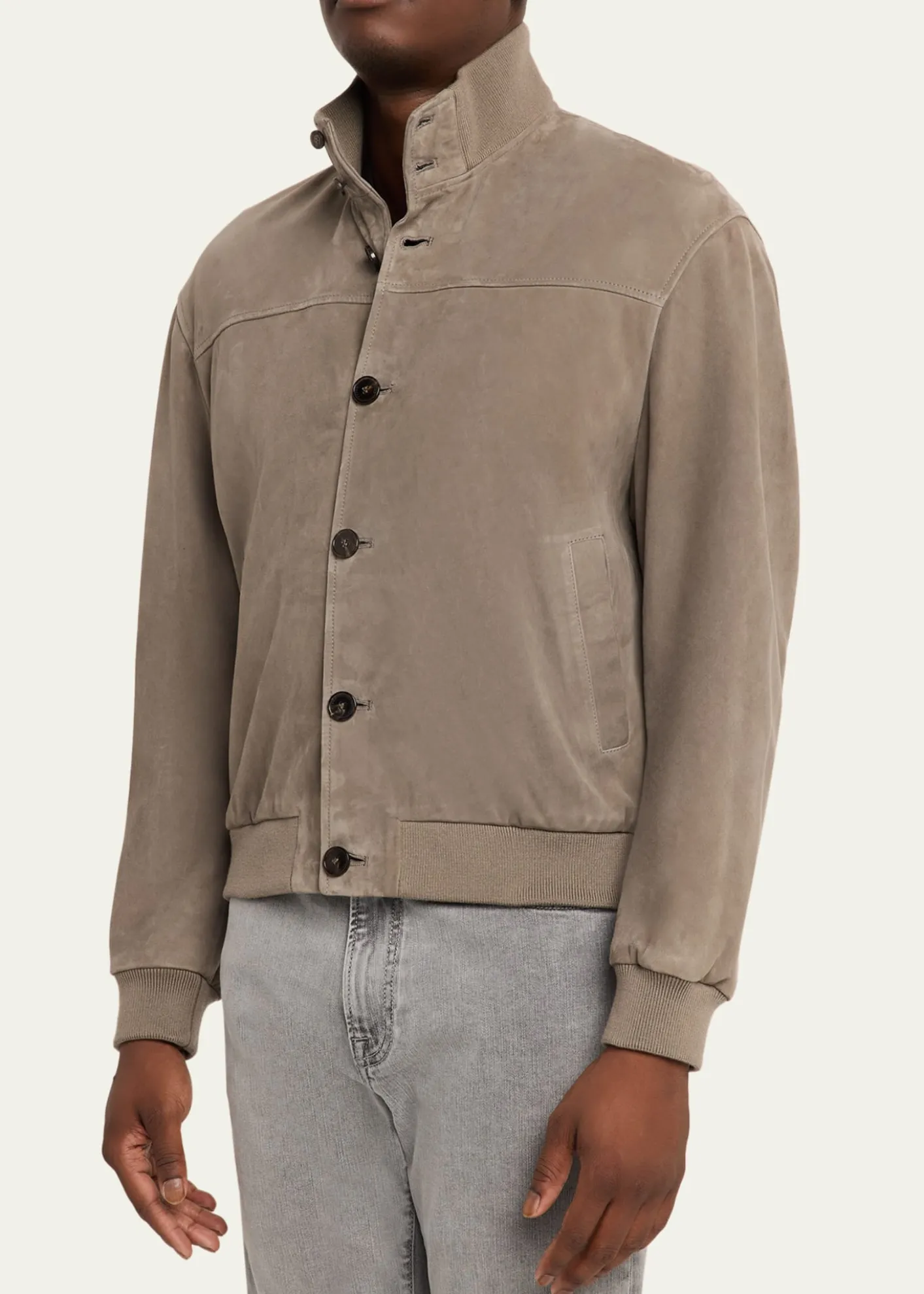 FRAMEMen's Rib Collar Suede Jacket