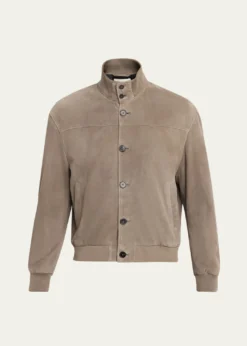 FRAMEMen's Rib Collar Suede Jacket