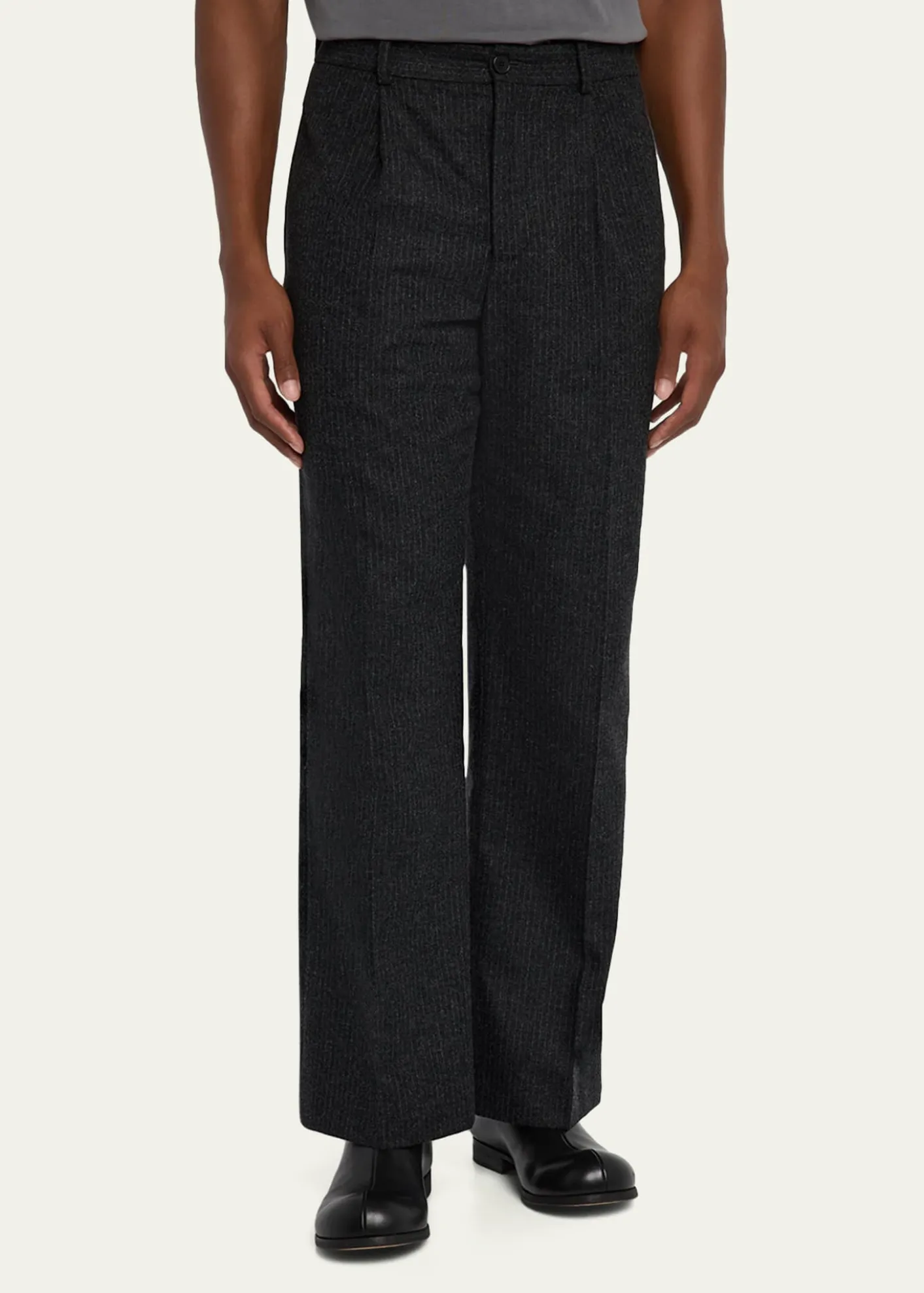 FRAMEMen's Pinstripe Wide Leg Trousers