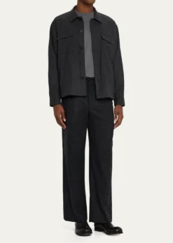 FRAMEMen's Pinstripe Wide Leg Trousers