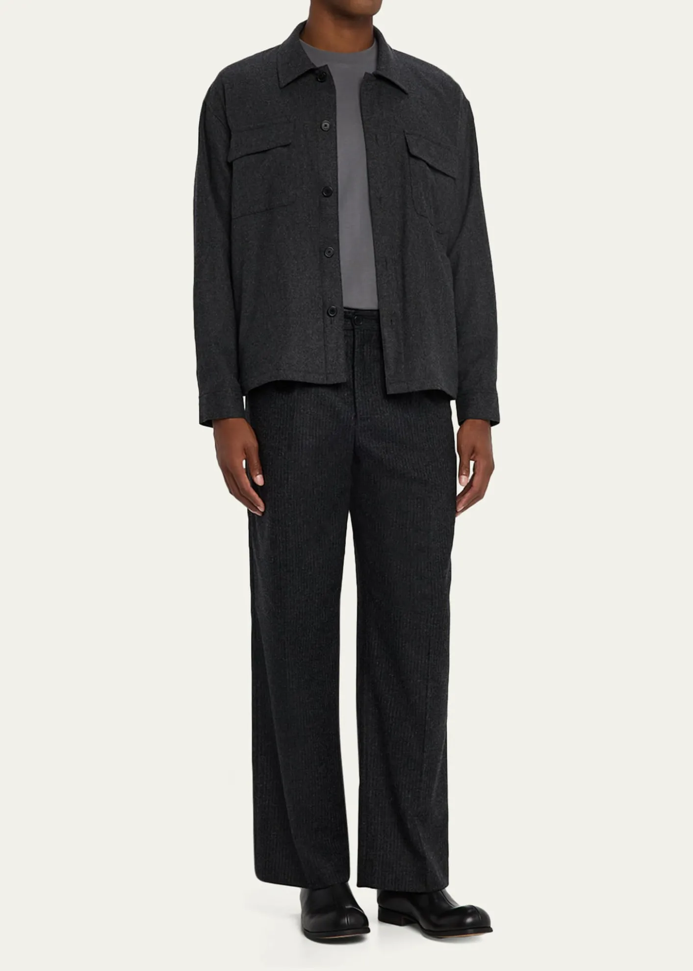 FRAMEMen's Pinstripe Wide Leg Trousers