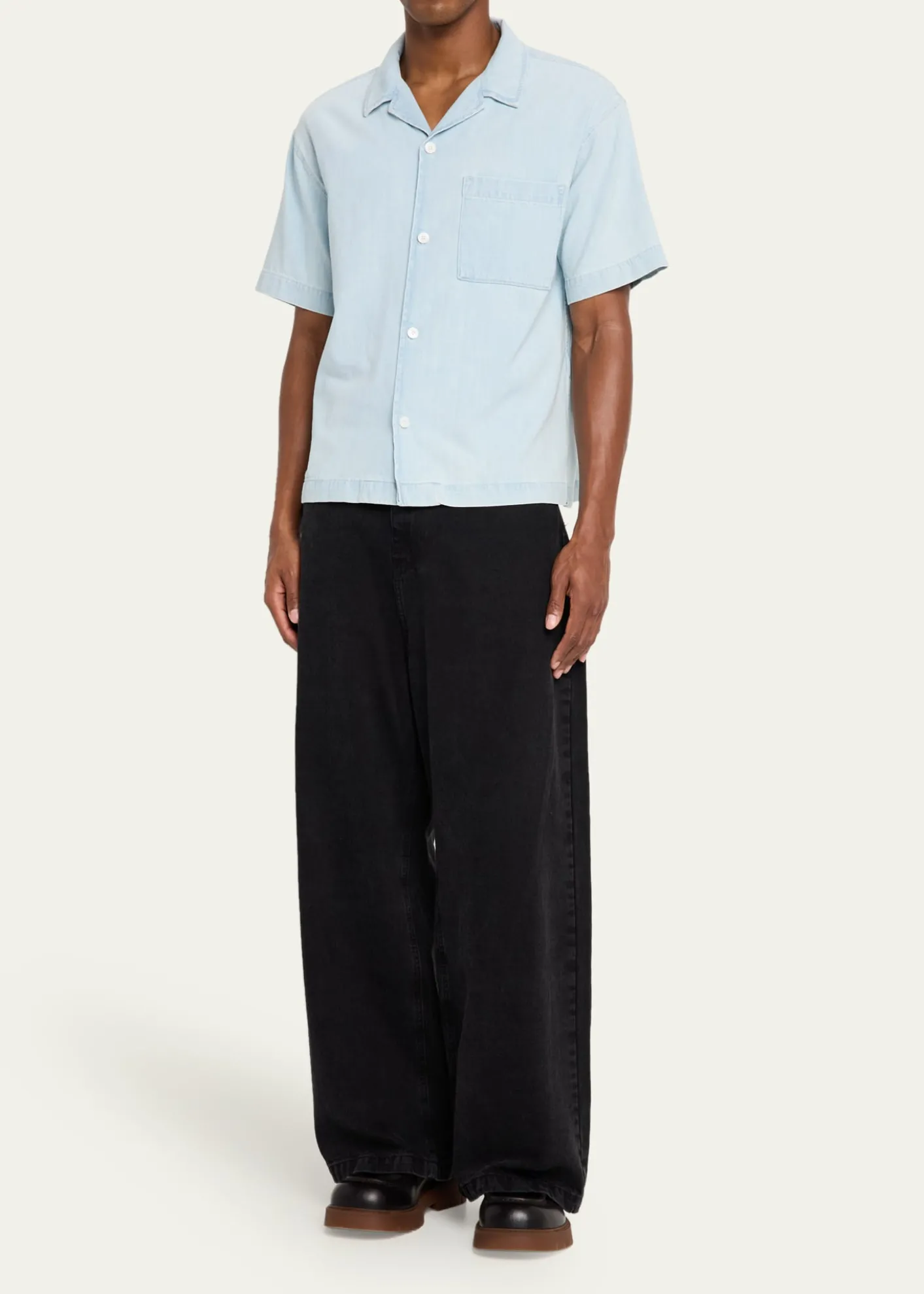 FRAMEMen's Short-Sleeve Camp Collar Shirt