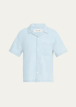 FRAMEMen's Short-Sleeve Camp Collar Shirt