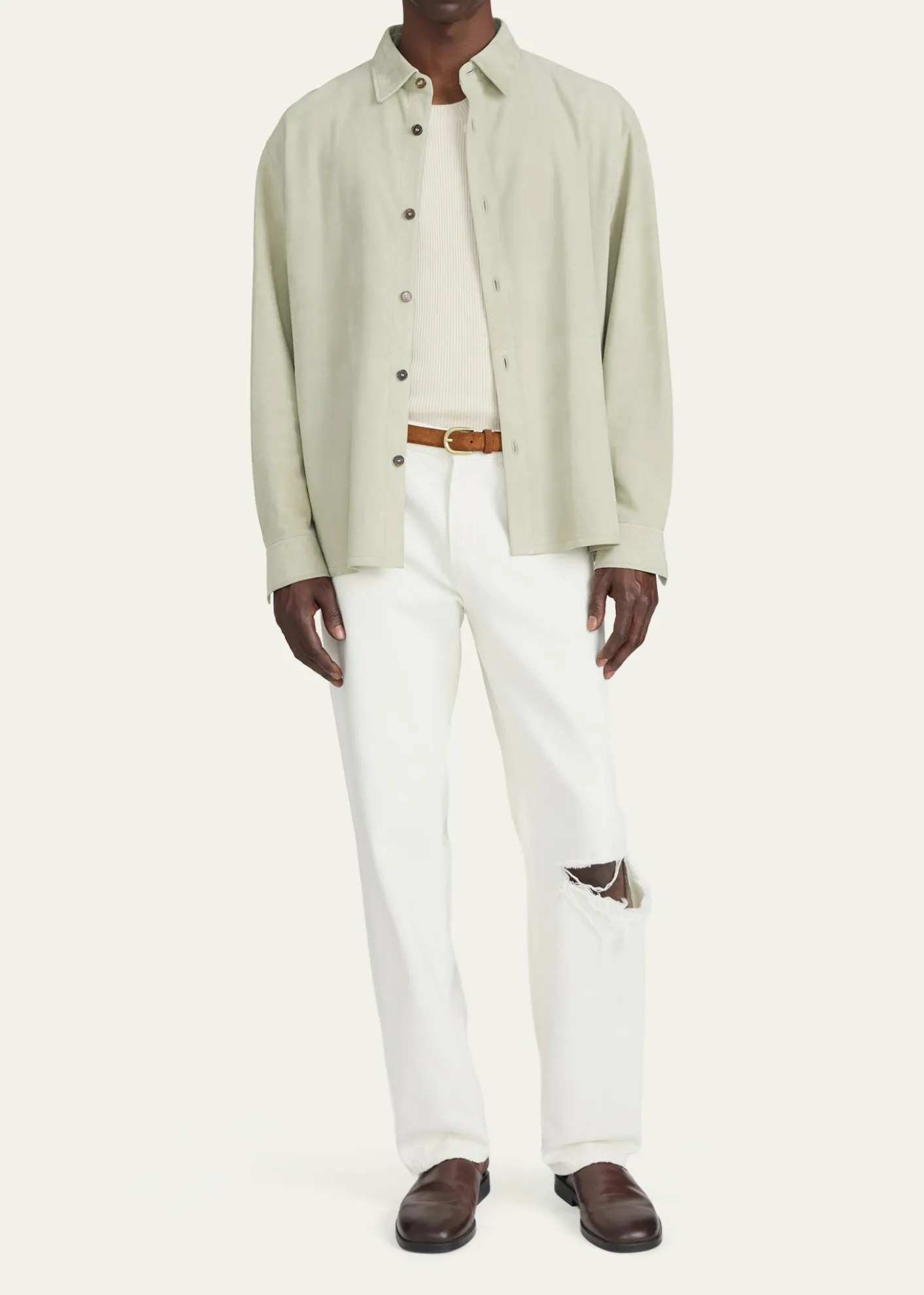 FRAMEMen's Suede Button-Down Shirt