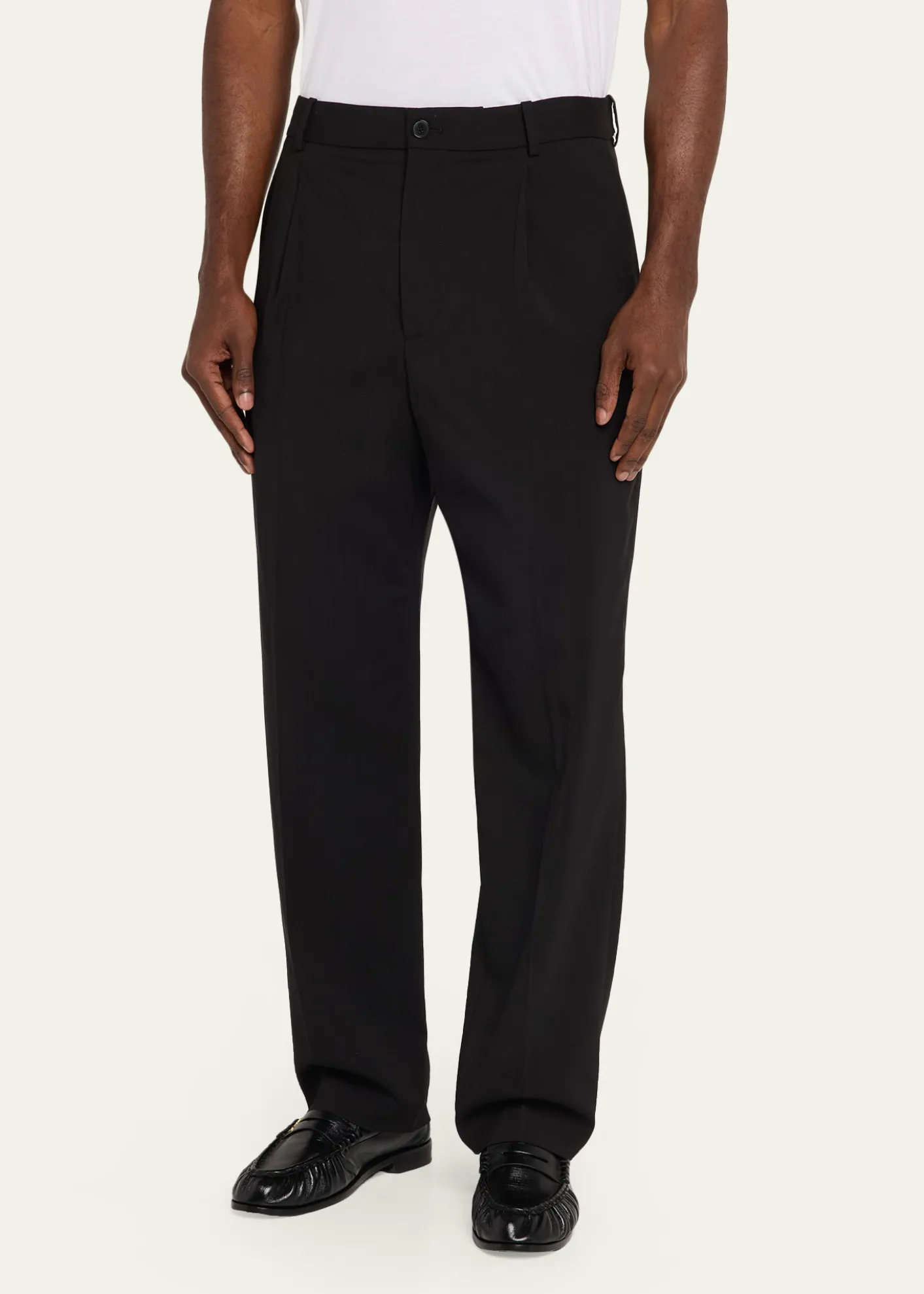 FRAMEMen's Tropical Wool Pleated Trousers