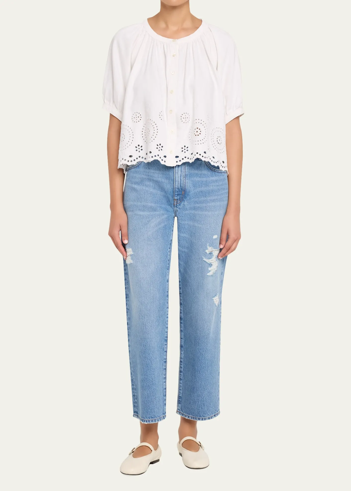 FRAMEThe Eyelet Resort Blouse