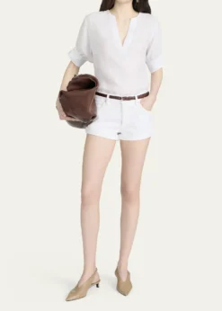 FRAMEThe Linen V-Neck Top