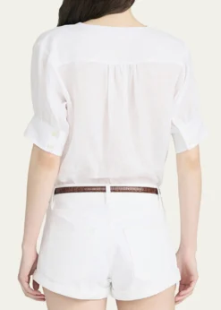 FRAMEThe Linen V-Neck Top
