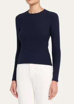 FRAMEThe Long-Sleeve Ribbed Crewneck Top