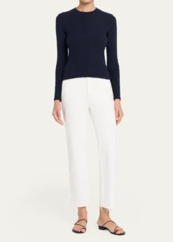 FRAMEThe Long-Sleeve Ribbed Crewneck Top