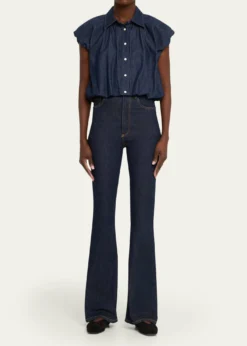 FRAMEThe Shell Bubble-Sleeve Top
