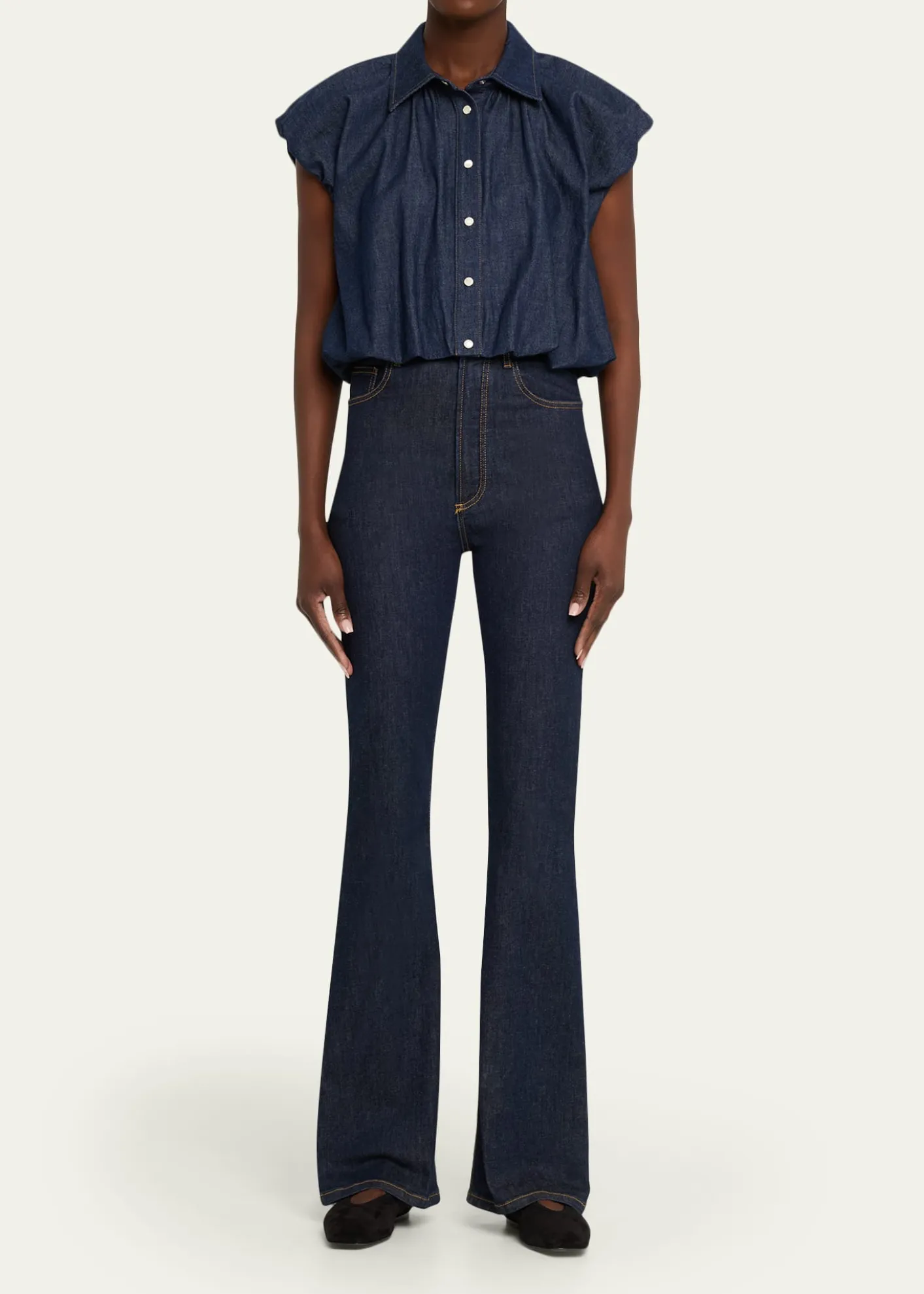 FRAMEThe Shell Bubble-Sleeve Top