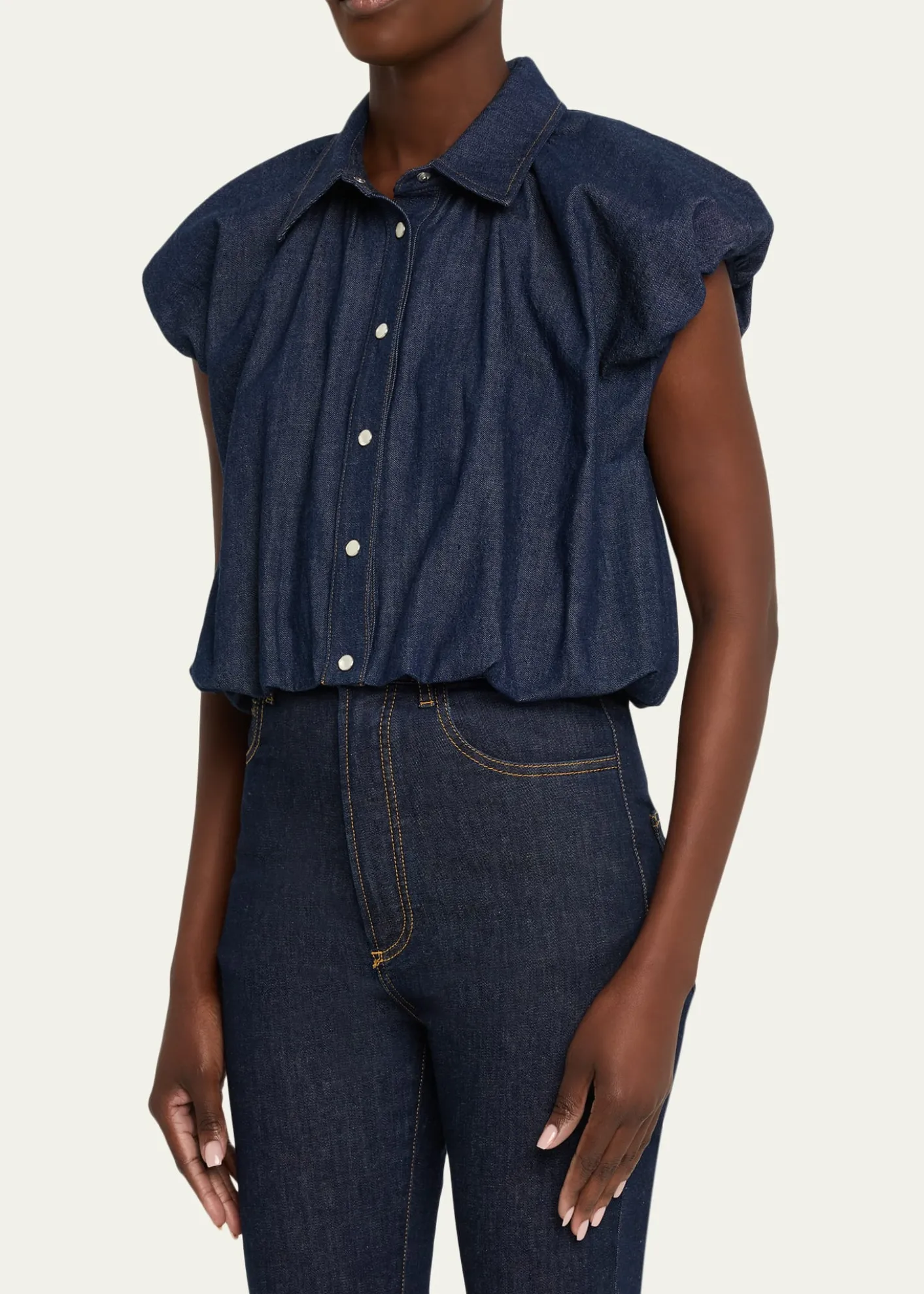 FRAMEThe Shell Bubble-Sleeve Top
