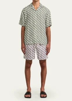 Frescobol CariocaRoberto Geometric Linen Button-Down Shirt