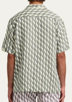 Frescobol CariocaRoberto Geometric Linen Button-Down Shirt