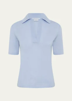 Gabriela HearstCaius Short-Sleeve Wool-Silk Polo Sweater