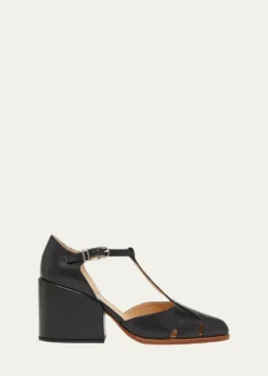 Gabriela HearstHawes Leather T-Strap Block-Heel Pumps