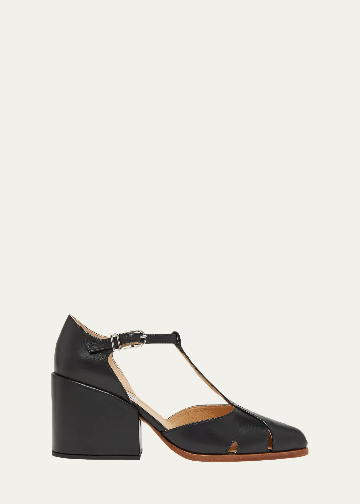 Gabriela HearstHawes Leather T-Strap Block-Heel Pumps